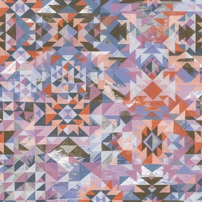intangible mirage abstract hand drawn diamond facet checker cheater quilt SANS PASTEL