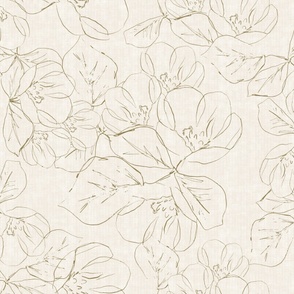 Jumbo Sketched Peony Florals (Mustard Textured Beige) (24")