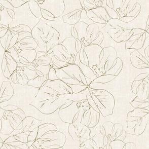 Large Sketched Peony Florals (Mustard Textured Beige) (10.5"/12")