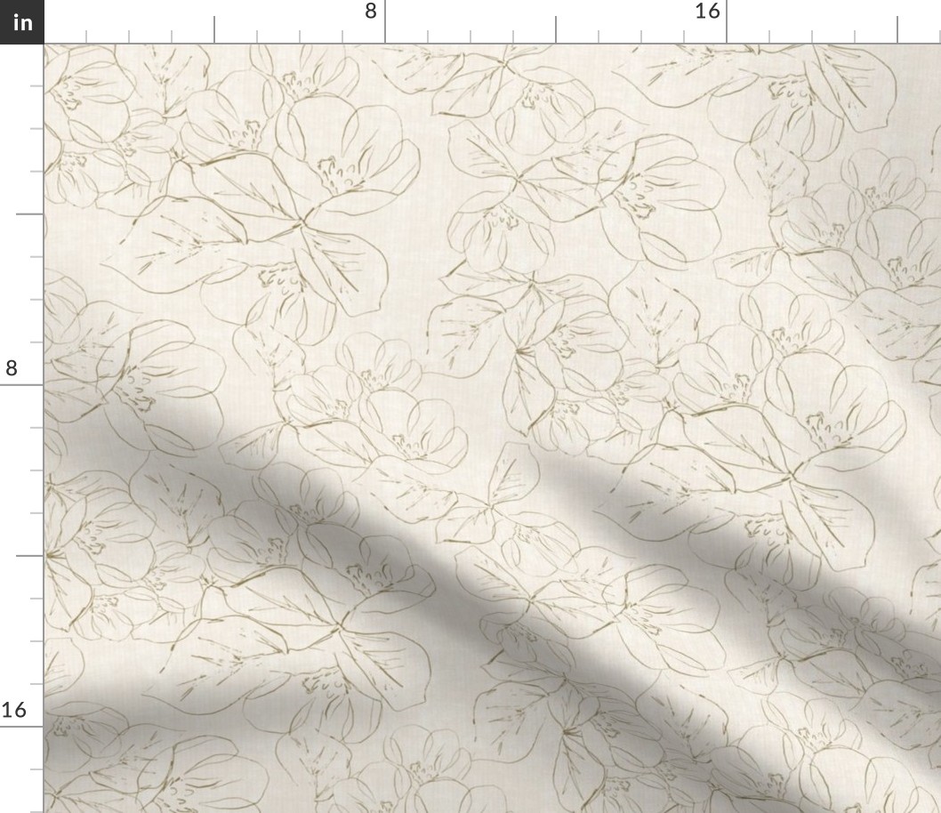 Large Sketched Peony Florals (Mustard Textured Beige) (10.5"/12")