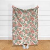 Jumbo Sketched Peony Florals (Mustard Pink and Green)(24")