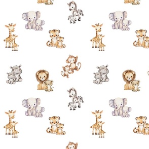 Safari Animals Neutral Baby Nursery Kids Fabric 