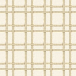 Rattan Plaid - Medium - Tan - Linen Texture Effect