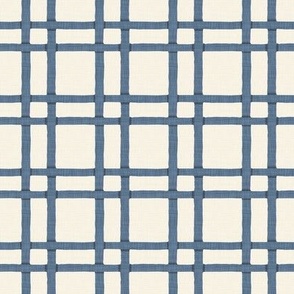Rattan Plaid - Medium - Dark Blue - Linen Texture Effect