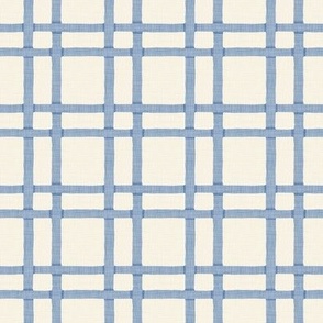 Rattan Plaid - Medium - Light Blue - Linen Texture Effect