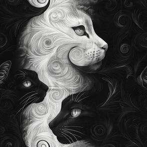Black and White Goth Cat Illusion