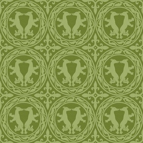 Byzantine critters in roundels, yellow-greens