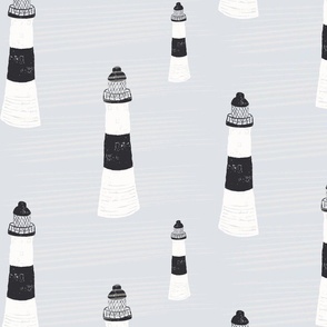 lighthouses with texture white  & dark blue, large