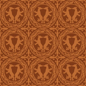 Byzantine critters in roundels, copper-brown