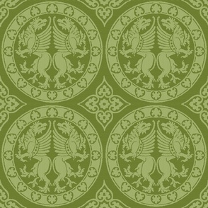 Griffins in Roundels, yellow-green