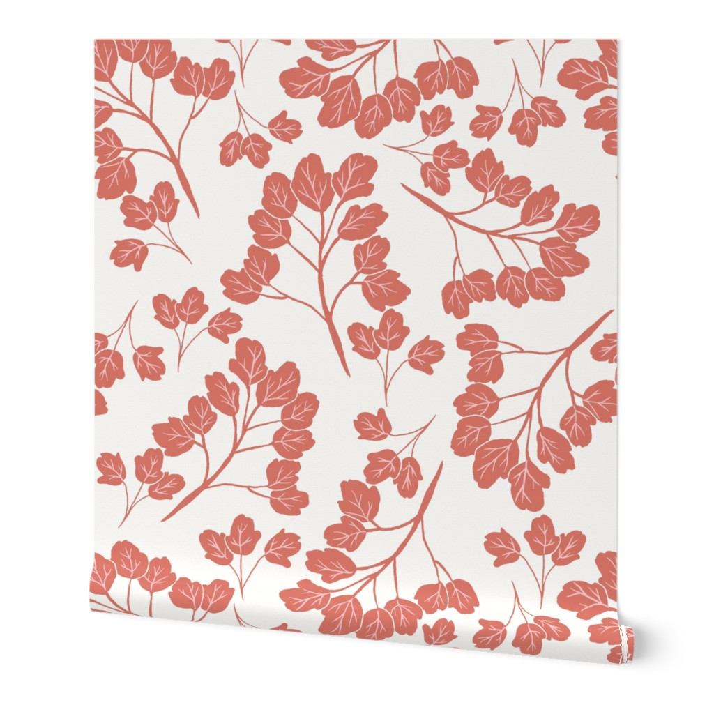 Botanical Foliage / boho Leaf Blender in coral on white