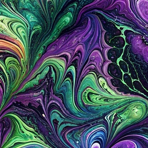 Marbling - Purple Green and Black