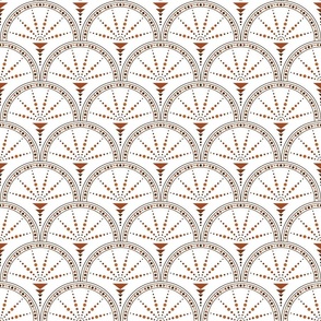 Vintage Glamour Art Deco - Arches with triangles and circles - Brown on White BG