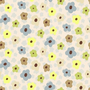  sunny flowers yellow-green-beige small