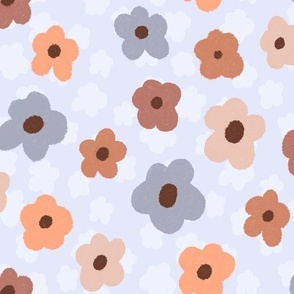 sunny flowers taupe-orange-brown medium