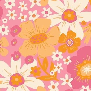 Groovy 60s Floral Party - Florida Pink