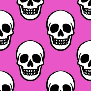 (LARGE) Simple Skull Hot Pink Background