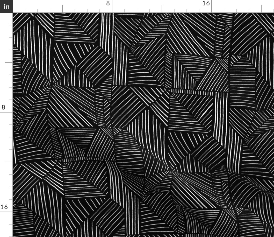 Modern Linear Geometric in Black and White - Medium Scale