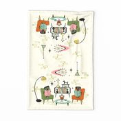 Cozy Dogs' Den  Tea Towel