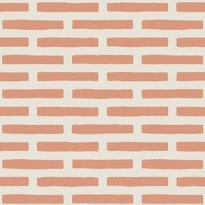 (S) Textured Dashed Lines {Persimmon Muted Peach and Pearly White Cream} Bohemian Faux Brick