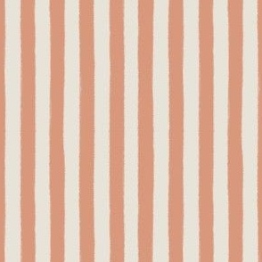 (S) Textured Thin Stripes {Persimmon Muted Peach and Pearly White Cream} Minimal Earth Tone Boho Stripe