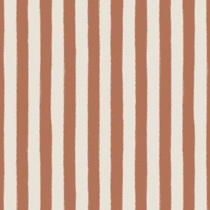 (S) Textured Thin Stripes {Sunburn Muted Clay and Pearly White Cream} Minimal Earth Tone Boho Stripe