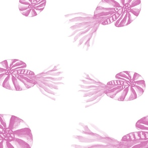 Deep Blue Ocean  monochrome - Shell Fish Large Scale PINK No Texture