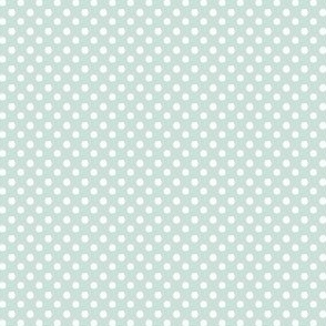 Light teal blue with ivory polka dots