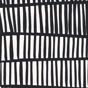 [LARGE] Black and White Gold Abstract Collage Stripes 