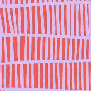 [LARGE] Fondant Pink & Radiant Red Abstract Collage Stripes