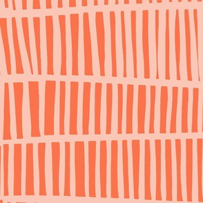 [LARGE] Apricot Crush & Vermilion Abstract Collage Stripes