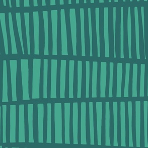 [LARGE] Emerald Green & Coll Green Abstract Collage Stripes