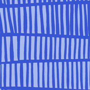 [LARGE] Cobalt Blue & Cornflower Blue Abstract Collage Stripes 