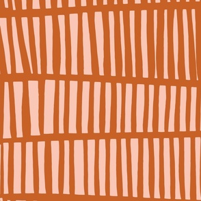 [LARGE] Terracotta and Light Peach Pink Abstract Collage Stripes