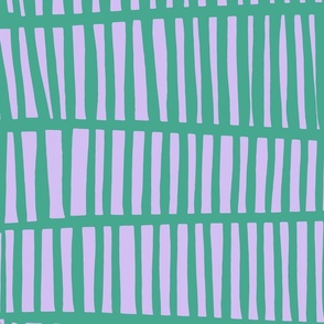 [LARGE] Cool Green & Lilac Abstract Collage Stripes 