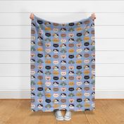 Smarty Cats on Periwinkle Light Blue - Large