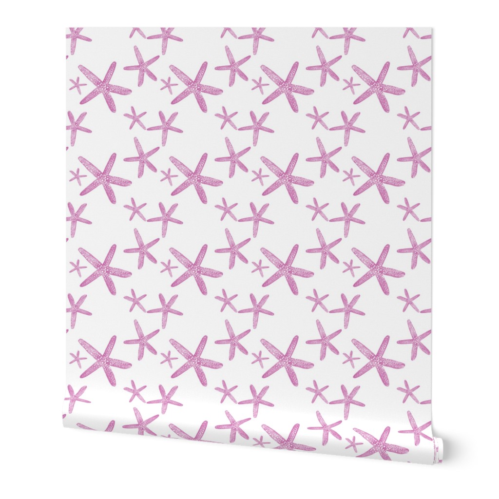 Deep Blue Ocean  monochrome - Star Fish SMALL Scale PINK No Texture