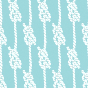 Modern Mariner's Nautical Knots // Knotted Sailor's tow // White on Textured Turquoise Blue Faux-Knit