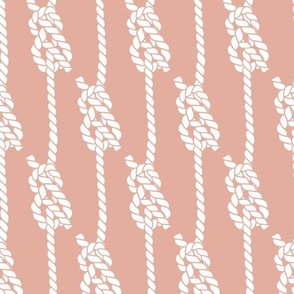Modern Mariner's Nautical Knots // Knotted Sailor's tow // White on Warm Terracotta Salmon