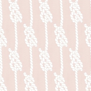 Modern Mariner's Nautical Knots // Knotted Sailor's tow // White on Nubby Weave Textured Warm Salmon Beige