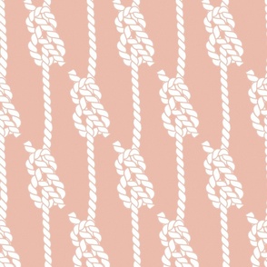 Modern Mariner's Nautical Knots // Knotted Sailor's tow // White on Textured Light Salmon Faux-Knit