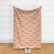 Dinosaur friendship horizontal stripe in gender neutral modern earth tones - small scale - orange apricot and grey