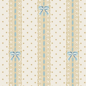 ribbon and lace stripes - yellow and blue - large scale