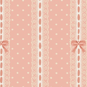 ribbon and lace stripes - pink and yellow - large scale