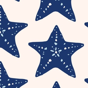 Nautical Starfish Hand Drawn Navy - (MEDIUM) - Navy on White