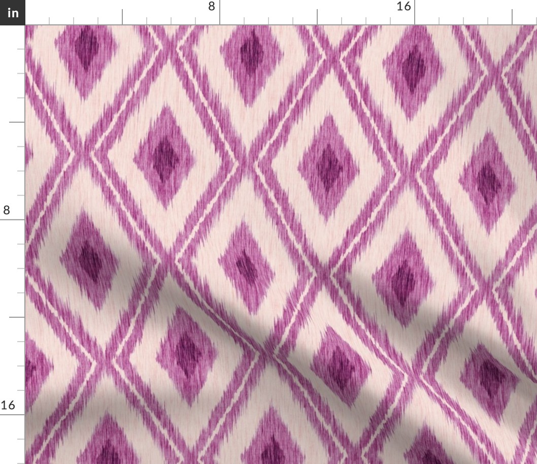 Abstract geometric ikat pattern. Purple and beige