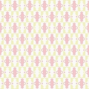 Geometric architectural shapes with dots – strawberry pink vanilla – Small (S) Scale – fits the Ice Cream Neighborhood Collection, indulgent, sweet, playful, modern, quilting, summer