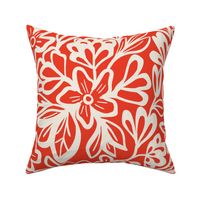 Boho flower garden in coral red - Large scale
