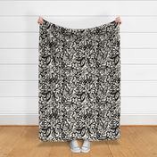 Boho flower garden in black and white - Large scale
