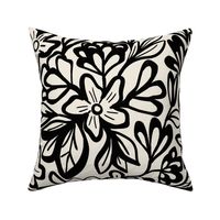 Boho flower garden in black and white - Large scale

